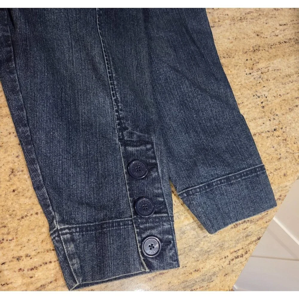 Venezia Plus Sz 26/28 Blue Stretch Jean Jacket Blazer Ruffle Pocket Tie Back